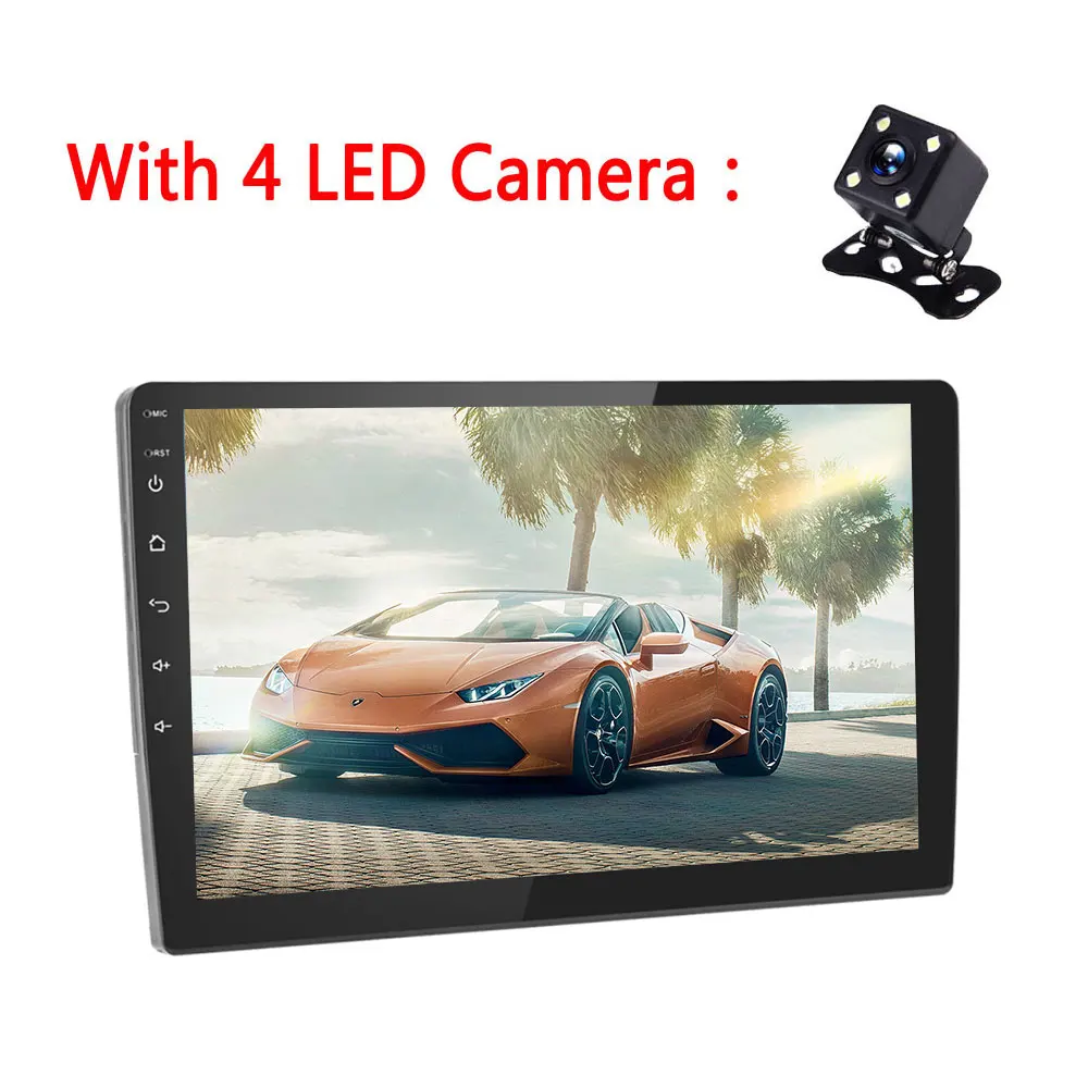 With 4 LED Camera AMPrime 2din автомобильный радиоприемник 10," мультимедиа для Android плеера gps Вай-Фай Авторадио Bluetooth Mirrorlink магнитофон заднего вида стерео - Цвет: With 4 LED Camera