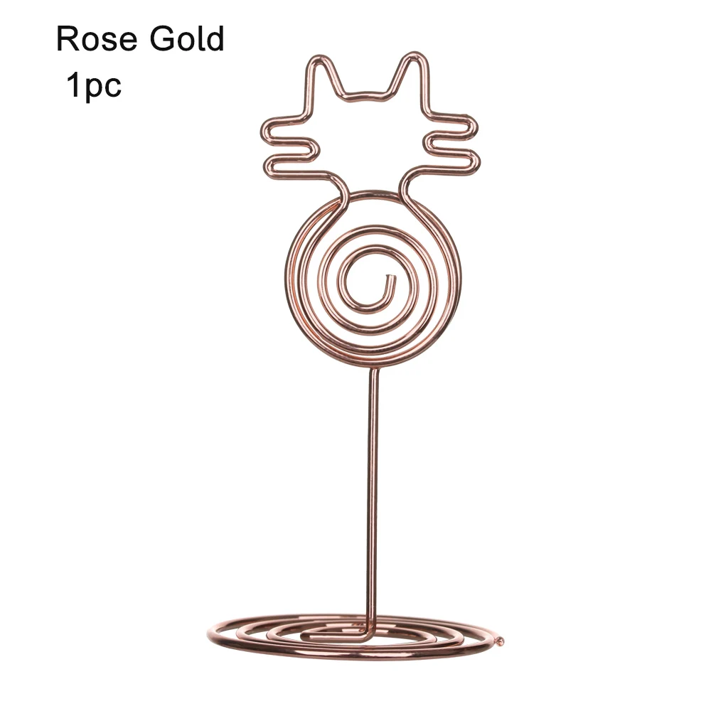 rose gold 1 шт. в форме головы кота место карты Зажимы стенд прохлады фото зажимы Свадебная вечеринка настольный декор держатель номера стола вечерние принадлежности - Цвет: rose gold
