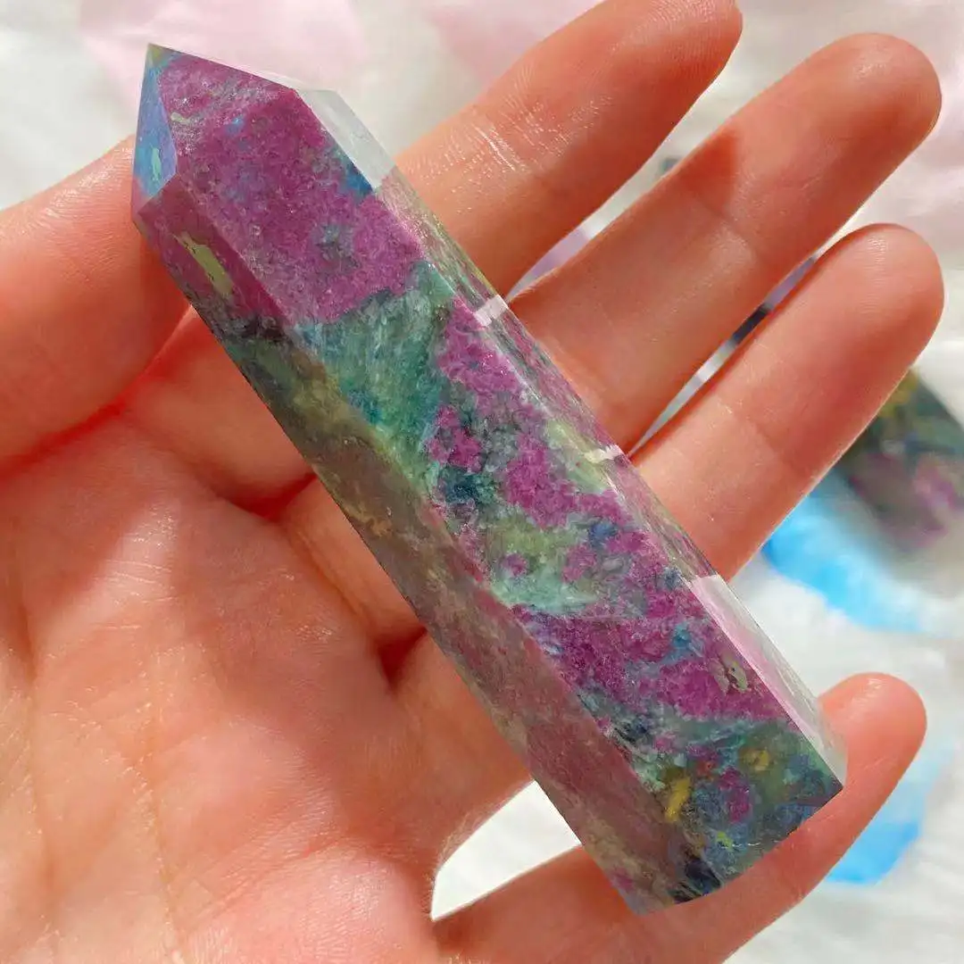 

Natural red, blue, jade crystal quartz tower 8-10cm