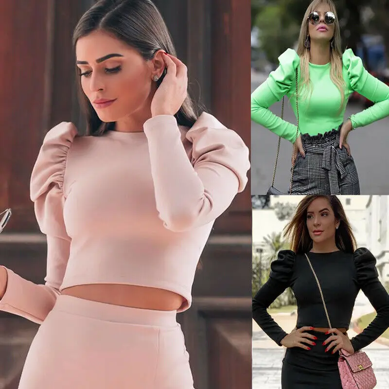 Осенняя модная Женская Базовая Однотонная футболка с длинными рукавами и