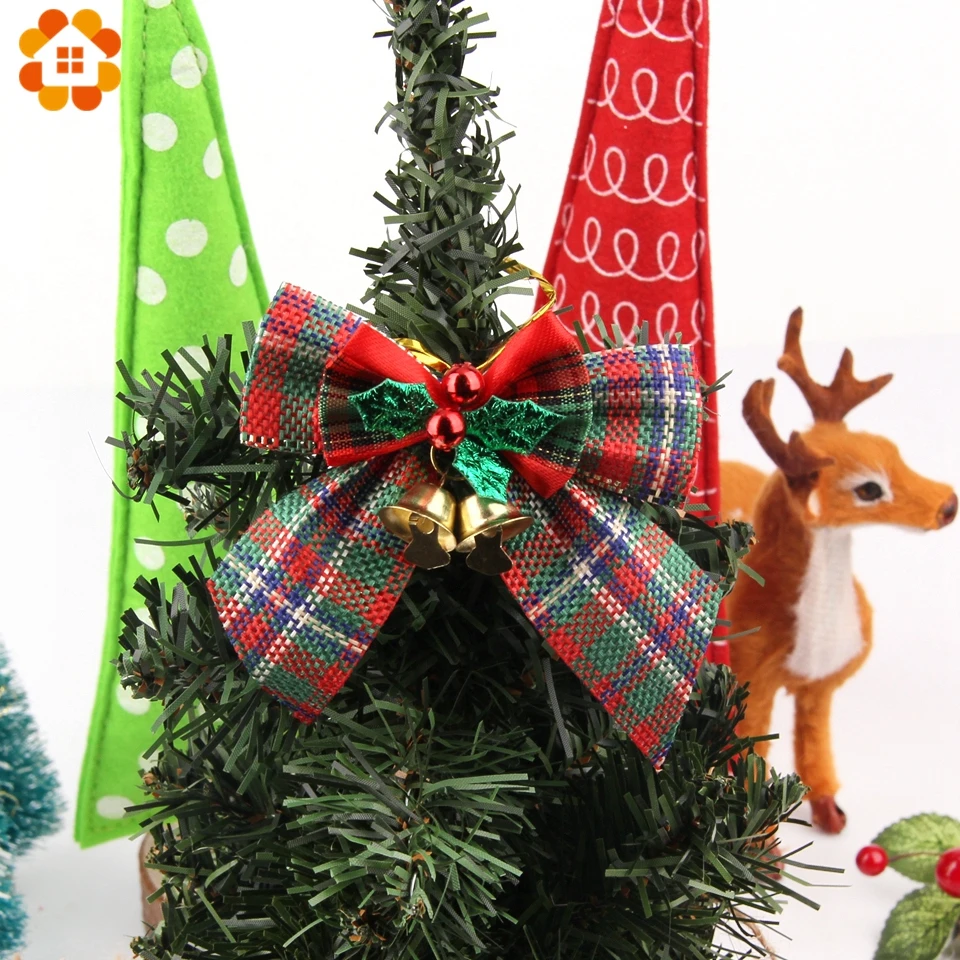 4 шт./Партия DIY пеньковый Рождественский бантик подвеска-колокольчик мини-банты