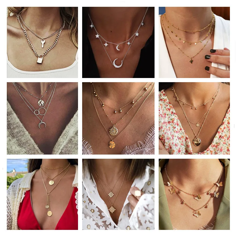 Женское винтажное ожерелье с подвеской в виде месяца и карты | Украшения