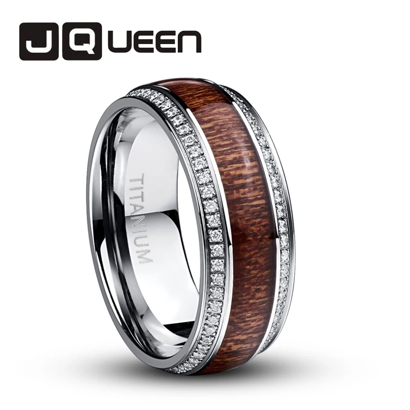 JQUEEN кольцо из нержавеющей стали 316L для мужчин акации дерева титана обручальное