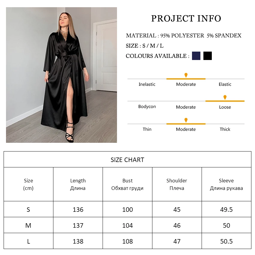 

Restve Solid Women Robes With Sashes Satin Three Quarter Sleeve Long Bathrobe Female Casual Home Robe Autumn Nightwear 2021