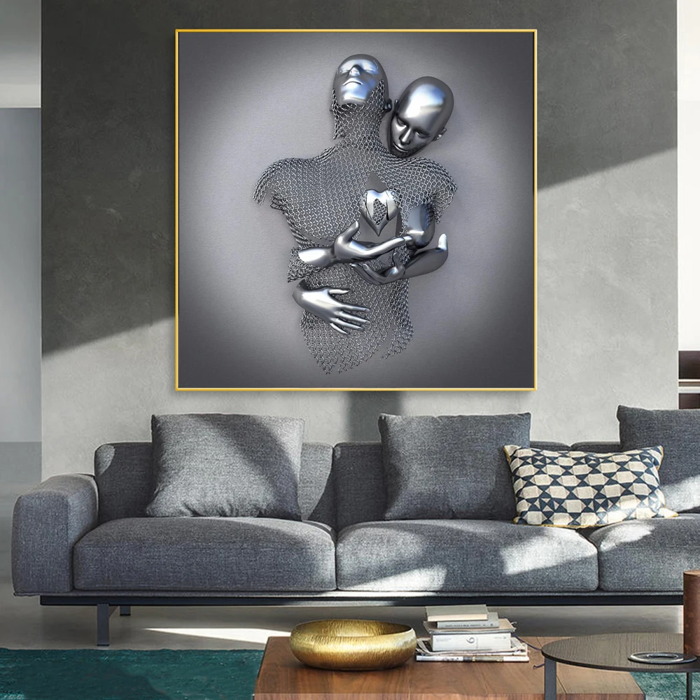 

Абстрактная скульптура для влюбленных, фотообои, современные черные и белые картины для гостиной