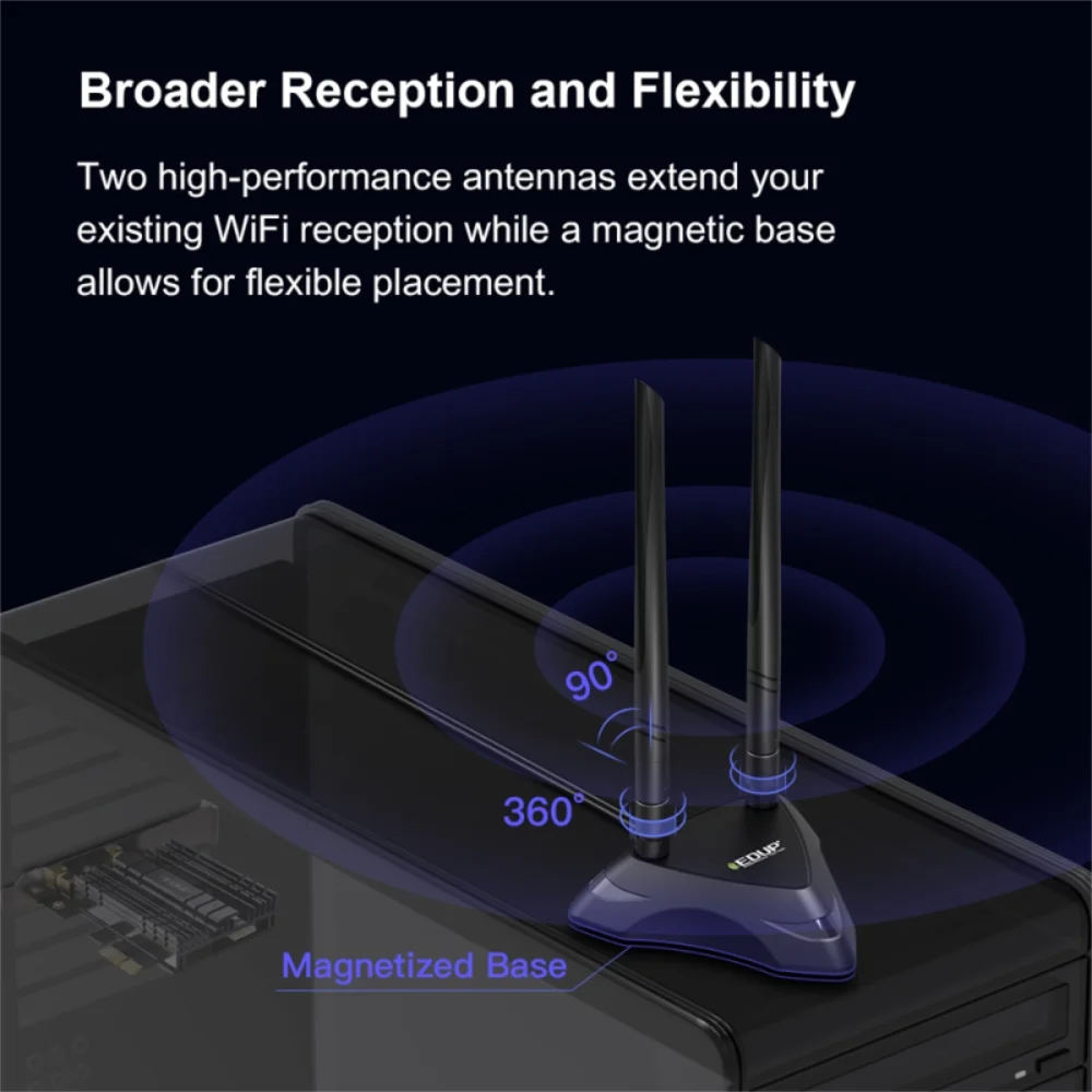 EDUP 3000Mbps PCI Express Dual Band Network Card WiFi 6 Adapter Intel AX200 Bluetooth 5.1 PCI-e Card with base for desktop