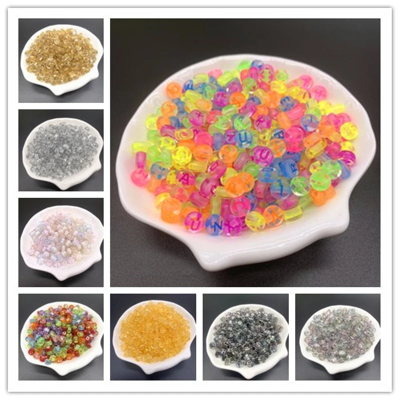 100pcs 7mm Letter Beads Colorful Mix Oval Shape 26 Alphabet Charms DIY Beads For Bracelet Necklace Jewelry Making