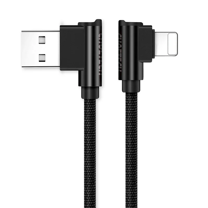 90 градусов USB зарядное устройство L Тип Быстрый кабель для iphone Xr Xs Max 8 7s 6 plus 6s 5 5S se ipad кабель для быстрой зарядки данных - Цвет: Black For iphone