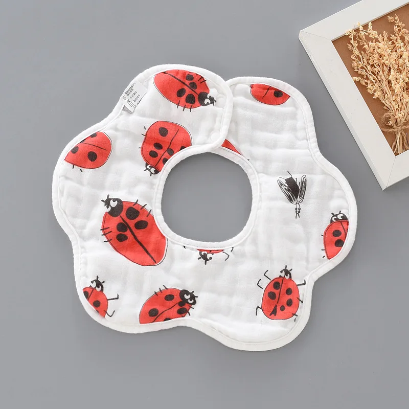 360 Degrees Rotating Baby Bib Six Layers Gauze Infant Cute Bibs Printed Soft Comfortable Saliva Towel Babador WHT081 | Детская одежда и
