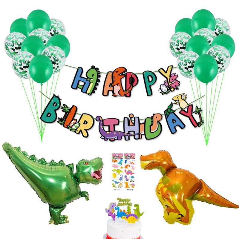 

Принадлежности для вечерние в виде динозавра, украшение для вечевечерние в виде маленького динозавра, набор баннеров для торта, украшения д...