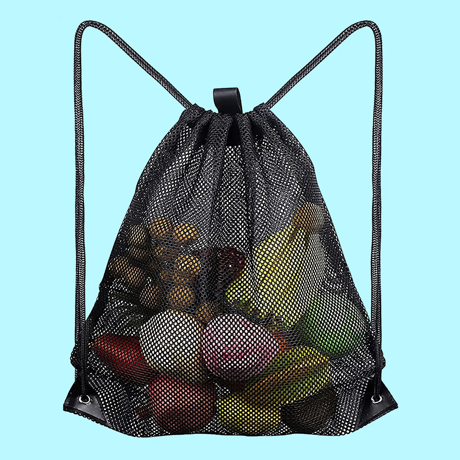 

Storage Large Capacity Outdoor Black Mesh Toy Storage Bag Lightweight and Folding Ventilated Storage Bag with Drawstring design