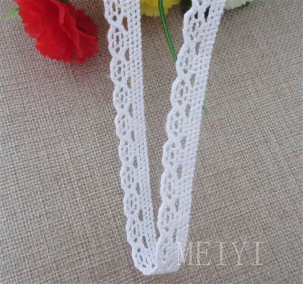 10 ярдов 1 см белая хлопковая кружевная лента с цветочной отделкой вышитая