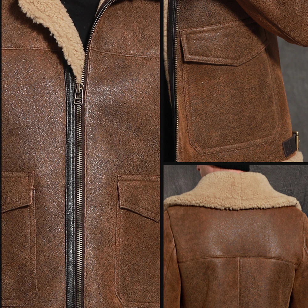 SANI коричневая короткая приталенная шуба из натуральной овчины повседневная