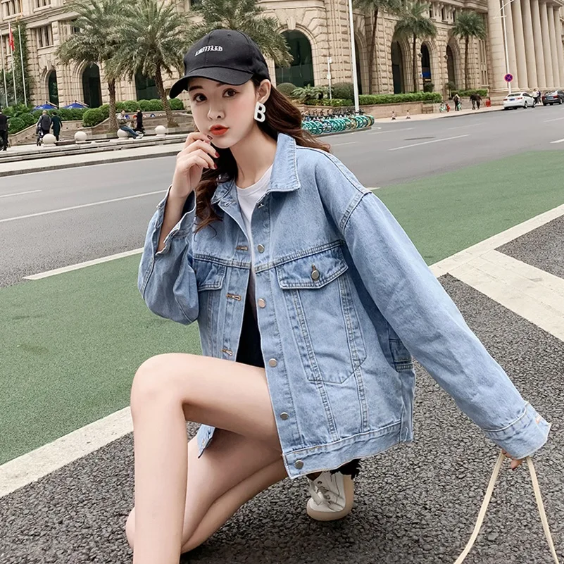 Женская джинсовая куртка с блестками свободная бахромой весна 2021 | одежда