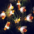 Светодиодная гирлянда с пчелами на солнечной батарее, светильник-пчелка, 20, 30 светодиодный 50, для праздничной вечеринки, сада