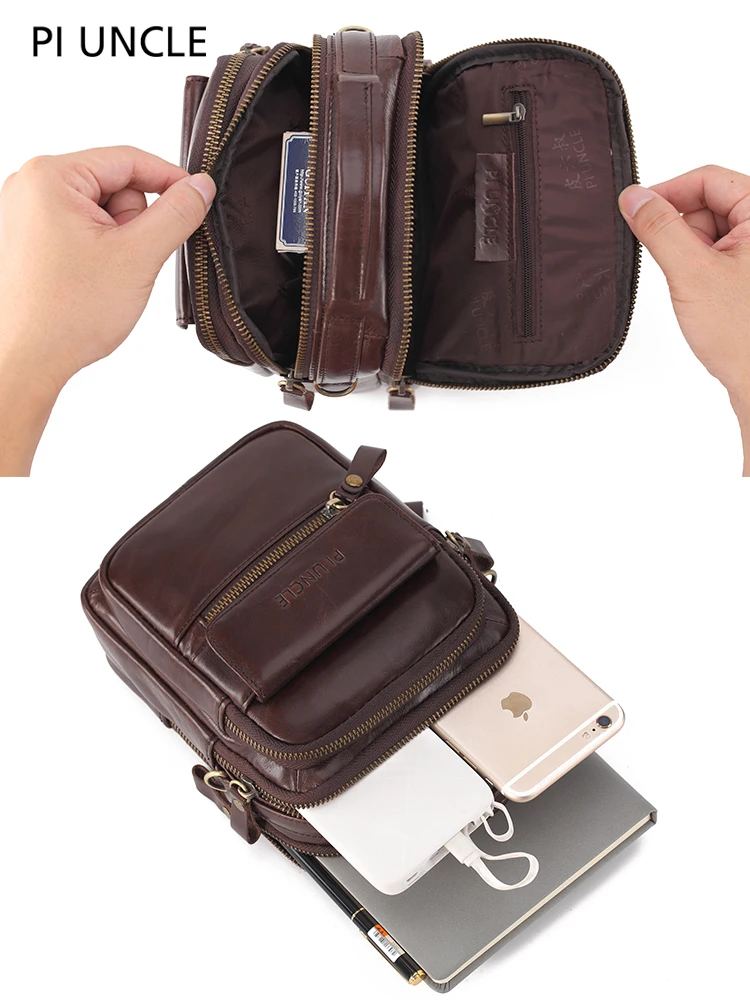 Piuncle Brand design Crossbody Bags For Men Cow Leather Small Travel Messenger Shoulder Handbag Genuine Luxury |