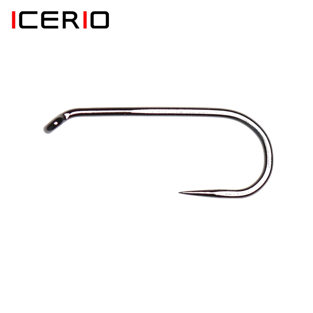 icerio-100pcs-barbless-high-carbon-steel-fly-tying-hook-down-eye-1x-long-shank-1x-strength-sproat-bend-fishing-hook