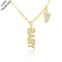 new arrived cute baby and little feet shape fashion necklace gold plated copper pendant inlaid with zircon jewelry gift