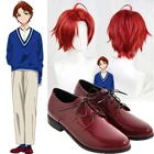 Парик и туфли мужские, в стиле аниме WONDER EGG PRIORITY, МОМО саваки, для косплея, бордовые туфли на шнуровке, реквизит для Хэллоуина, YH