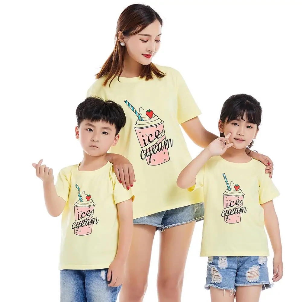 1PC Pure Cotton Summer Style Printed T Shirt Fashion Father Mother Kids Clothes Funny Family Look Short Sleeve Tee | Мать и ребенок