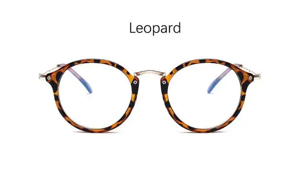 leopard frame Круглые прозрачные очки, оправа для очков для мужчин и женщин, близорукость, ботаник, оптические очки, оправа, роскошные прозрачные линзы, мужские очки - Цвет оправы: leopard frame