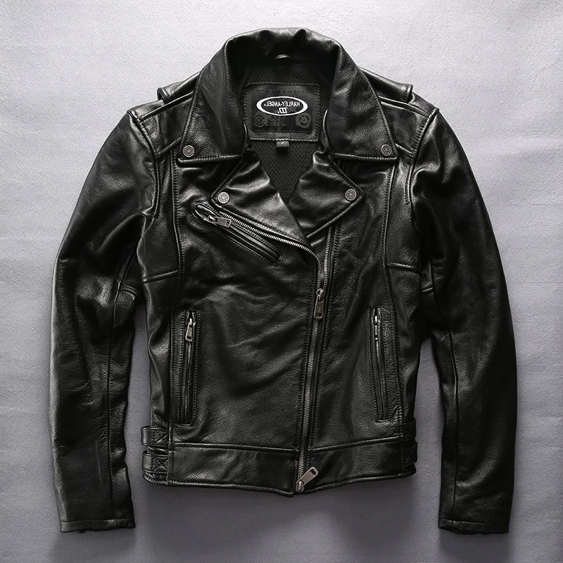 

2020 men's motorcycle with pig pattern fashion brand moto biker jacket men lapel genuine leather coat male