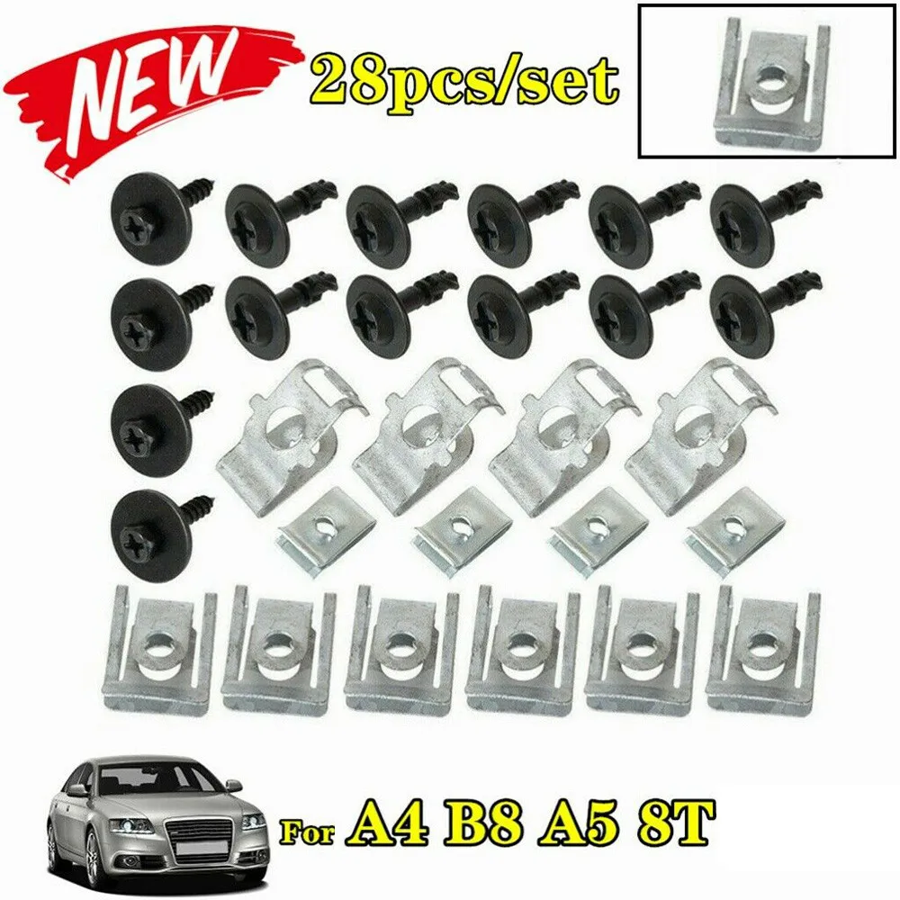 

28/29pcs Mixed/Set Engine Hood Screw Set ENGINE UNDERTRAY UNDER COVER CLIPS FITTING KIT For -Audi A4 B8 A5 8T Car Accessorry