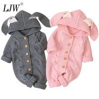 baby girl outfit autumn winter infant clothing ears knitting baby rompers for baby girls jumpsuit newborn baby boys clothes