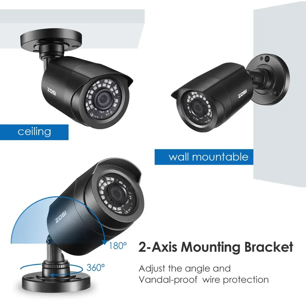 ZOSI 8CH 720P 4-в-1 CVBS AHD CVI TVI видео безопасности Системы CCTV DVR 1 ТБ открытый погодостойкий, для наблюдения, безопасности, Камера