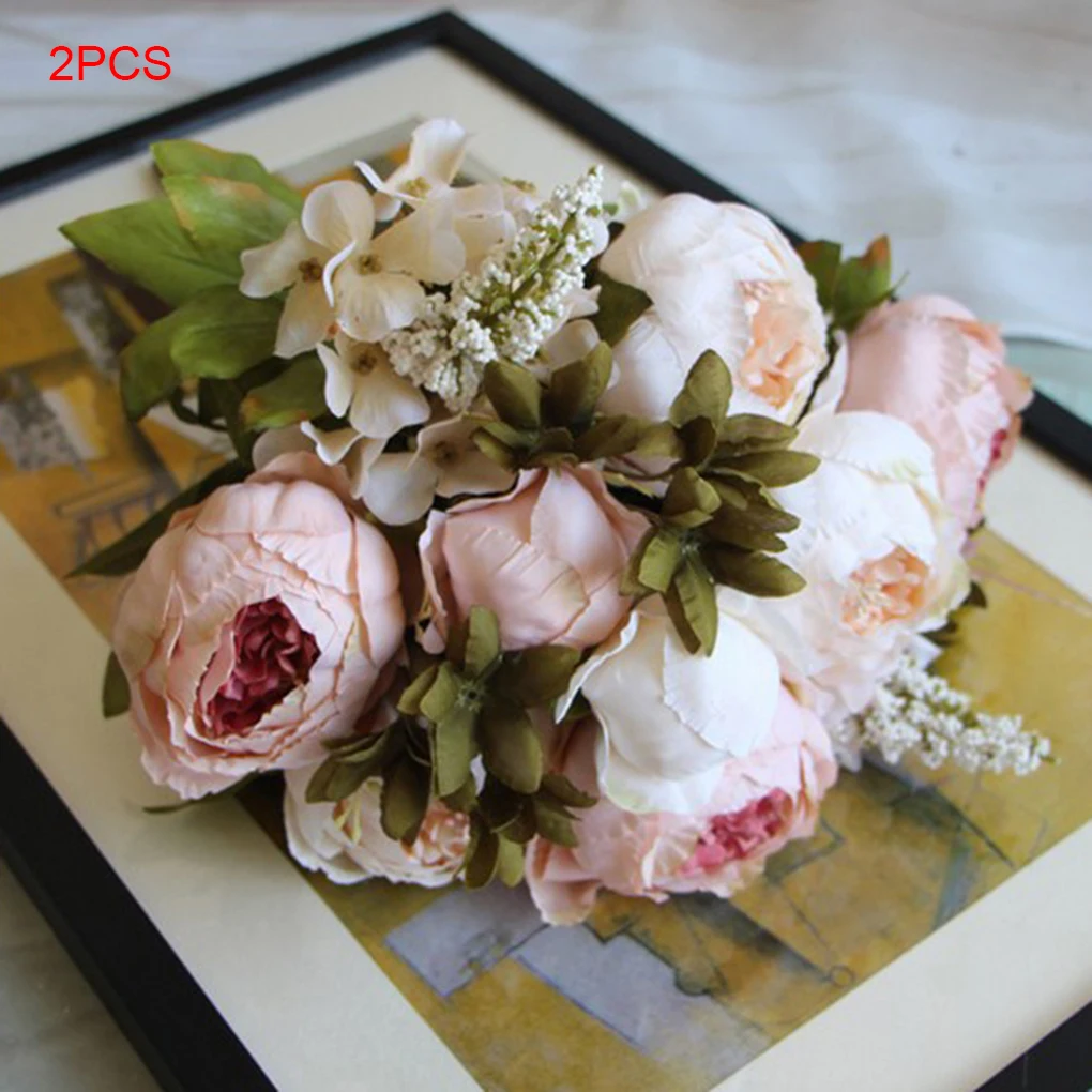 

2 Pieces Artificial Silk Peony Bouquets for Wedding Party Office Hotel and Home Decoration