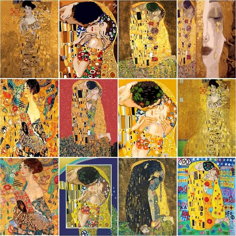 GATYZTORY Diy Painting By Numbers Klimt Painting Kiss Drawing On Canvas Art Gift Coloring By Number Kits Home Decoration Crafts