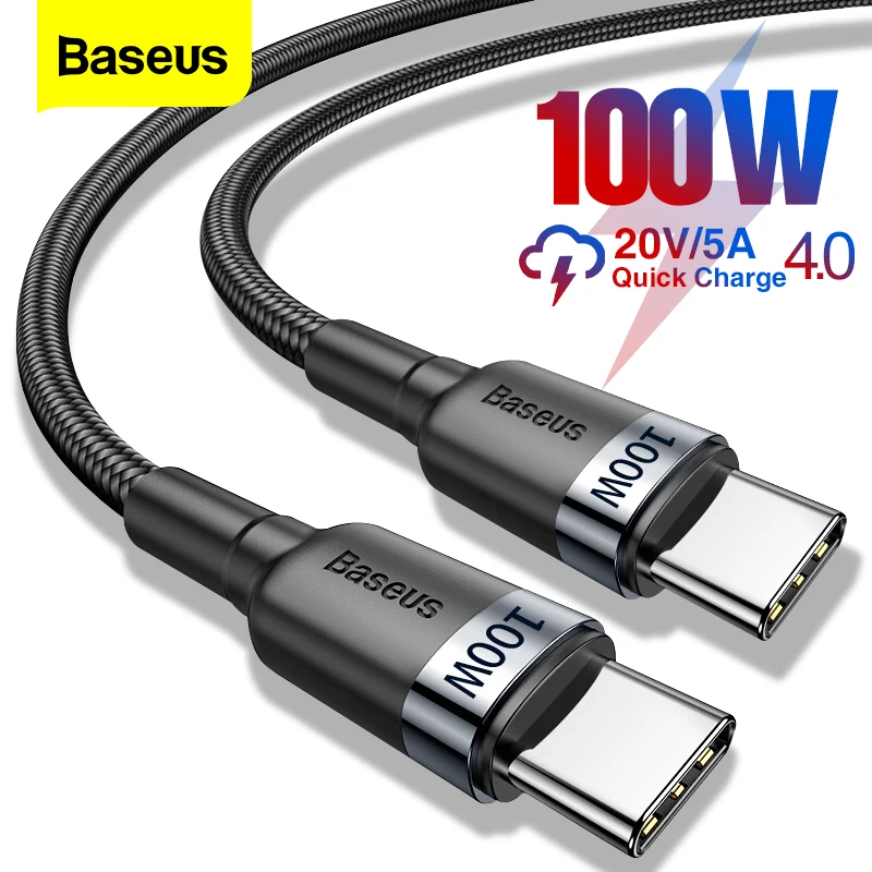  Baseus 100W USB C To USB Type C Cable USBC PD Fast Charger Cord USB-C Type-c Cable For Xiaomi mi 10 Pro Samsung S20 Macbook iPad 