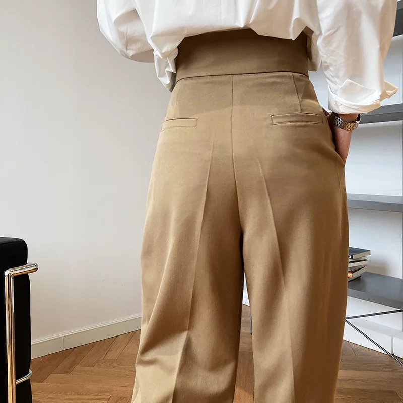 

Vintage Brown Thicken Suit Pants For Women Autumn Winter Fashion High Waist Straight Harajuku Harem Trousers 2020 Korean Clothes
