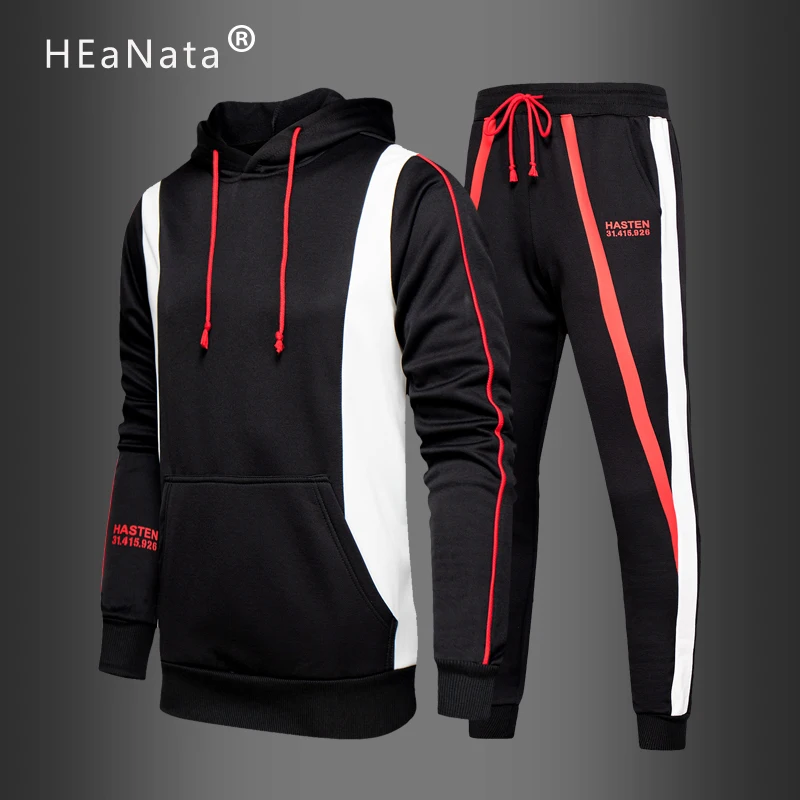 С длинным рукавом 2 шт. толстовки с капюшоном наборы мужской бренд две части