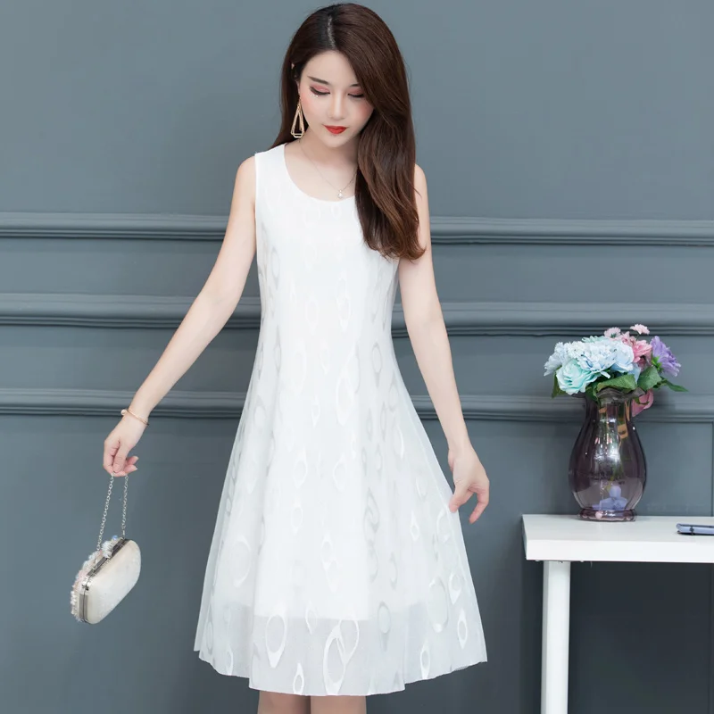 

Summer camisole women's mid-length over-the-knee plus size bottoming dress