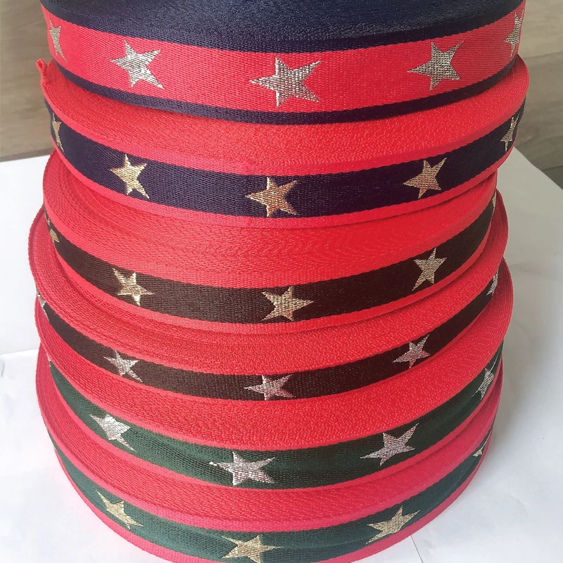 

Новая жаккардовая вышитая лента с пятиконечной звездой Золотая Серебряная фотолента