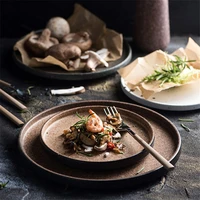 nordic creative ceramic flat breakfast steak plate pottery dessert dishes retro dinner kitchen tableware home utensils