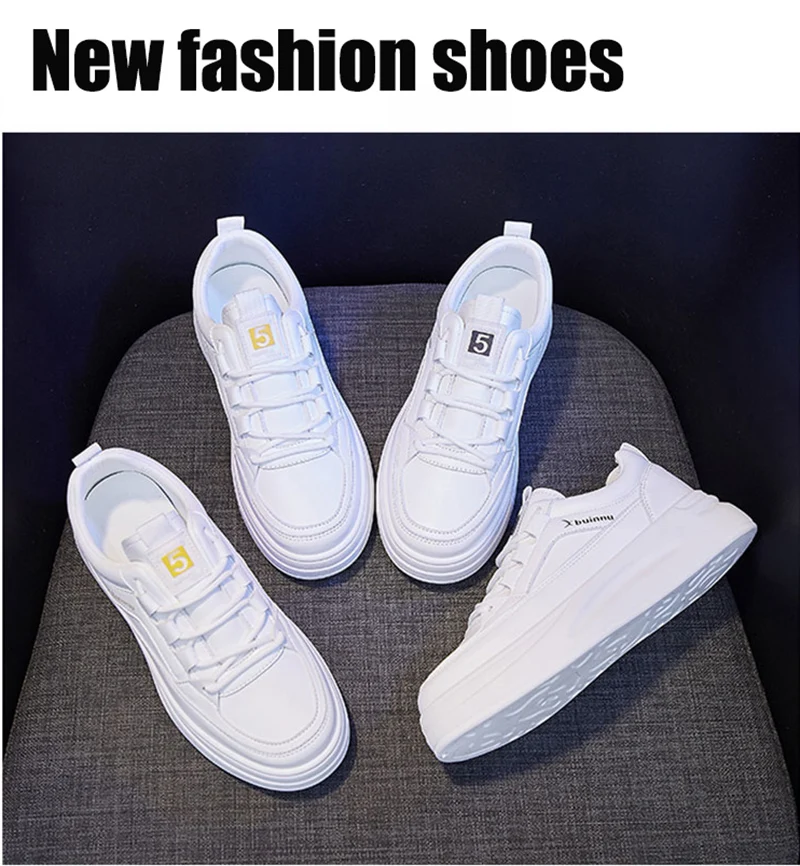 

2021 Fashion Sneakers Women Shoes Young Ladies Casual Shoes Female Sneakers Brand Woman White Shoes Thick Sole 4cm
