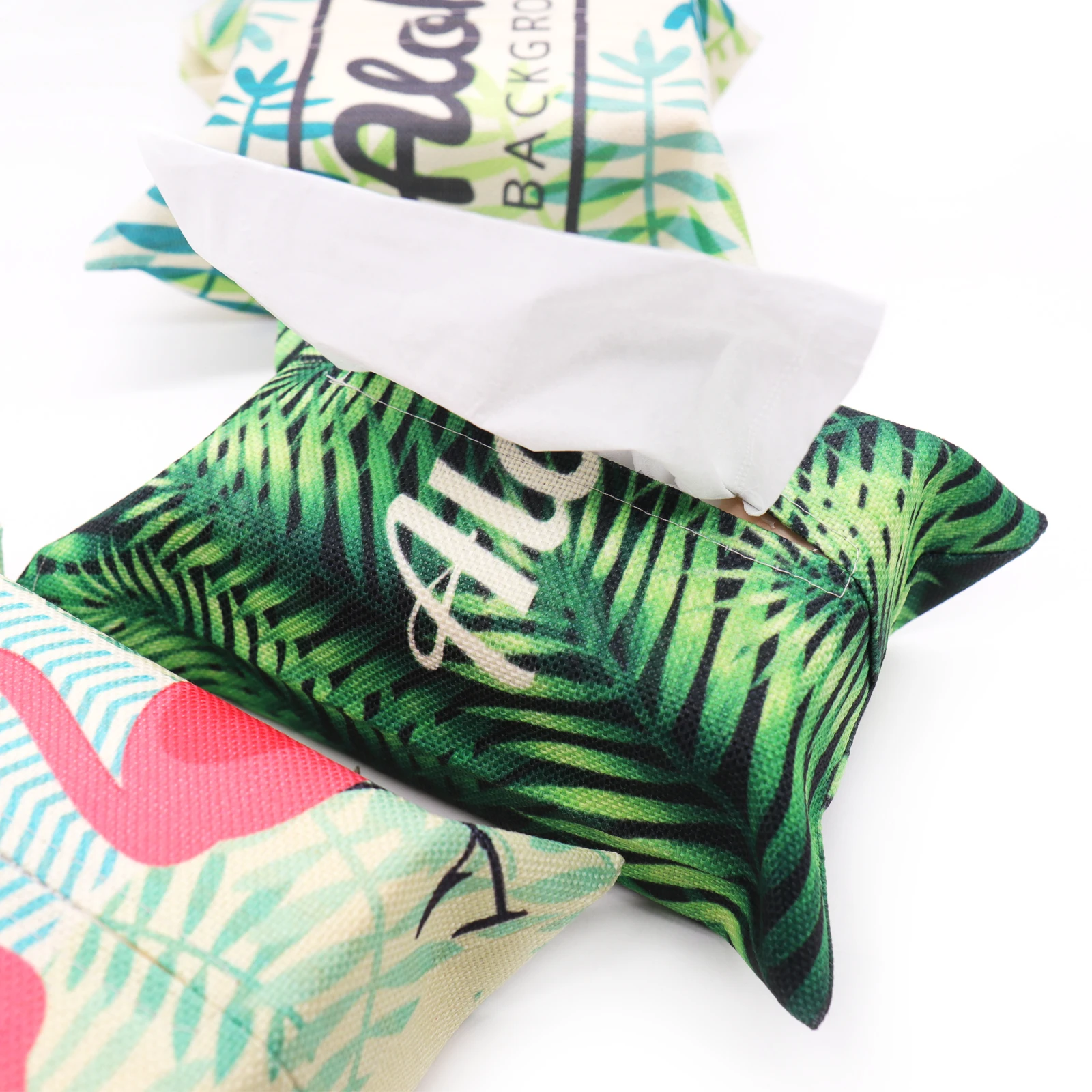 Green Leaf Flamingo Tissue Box Cloth Napkin Storage Bag Paper Container For Party Hotel Home Decoration