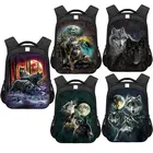 Классный школьный рюкзак с волком для девочек и мальчиков, Детская сумка для книг с принтом в виде животного, тигра, Мужской Дорожный ранец, студенческий холщовый рюкзак