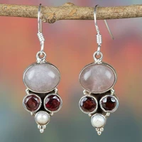 unique fashion rose quartz and pearl female creative wedding bride princess love earrings