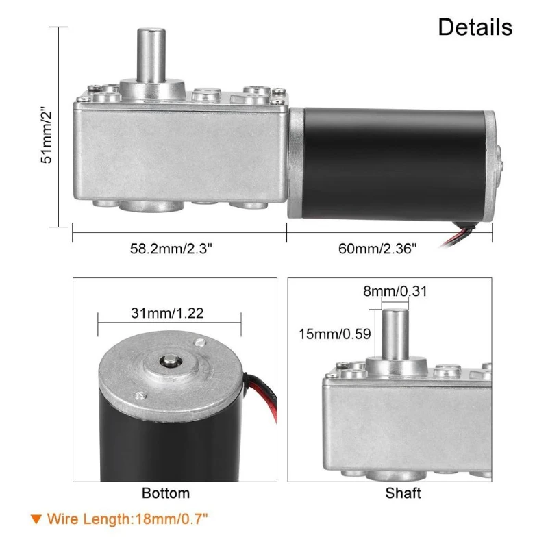 5840-31zy Worm Gear Motor Dc 12V 24V Powerful Torque Turbo Geared DIY Type-D Shaft High Power Reversed Low Speed Big | Строительство и