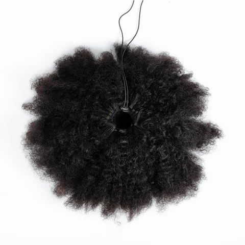 Афро кудрявый хвост с эффектом омбре, бразильские человеческие волосы Remy на шнурке, афро-пуховка для волос, зажим для волос, наращивание волос, хвост 8 дюймов