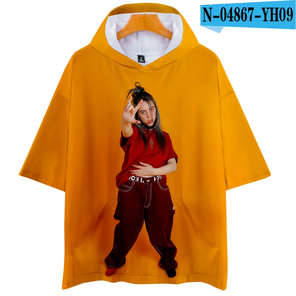 Бургундия Billie Eilish 3D толстовки Новинка короткий рукав мода лето/весна футболка классная и дышащая футболка с коротким рукавом - Цвет: Бургундия