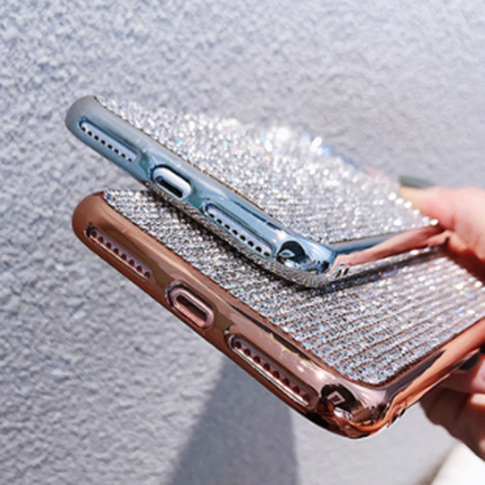 Элегантный ударопрочный чехол для телефона с бриллиантами iPhone X XS Max XR 6 6s 7 8 Plus