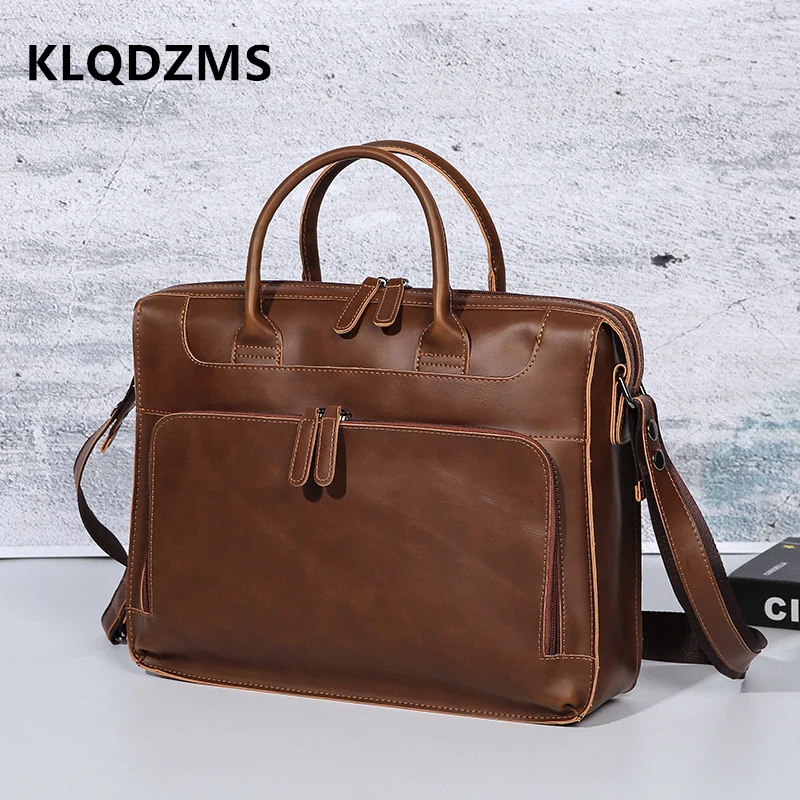 KLQDZMS Popular Men's Bags Fashion Men's PU Handbags Men's Business Briefcases Distinctive Design Computer Backpack Hot Sell