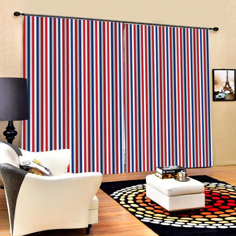 Синие шторы с буквенным принтом Затемненные Роскошные 3D набор для спальни