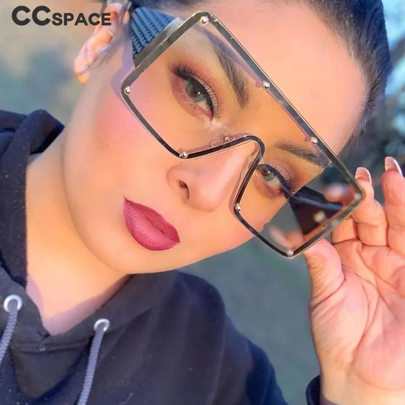 49275 негабаритные очки солнцезащитные с заклепками Женские Модные оттенки один