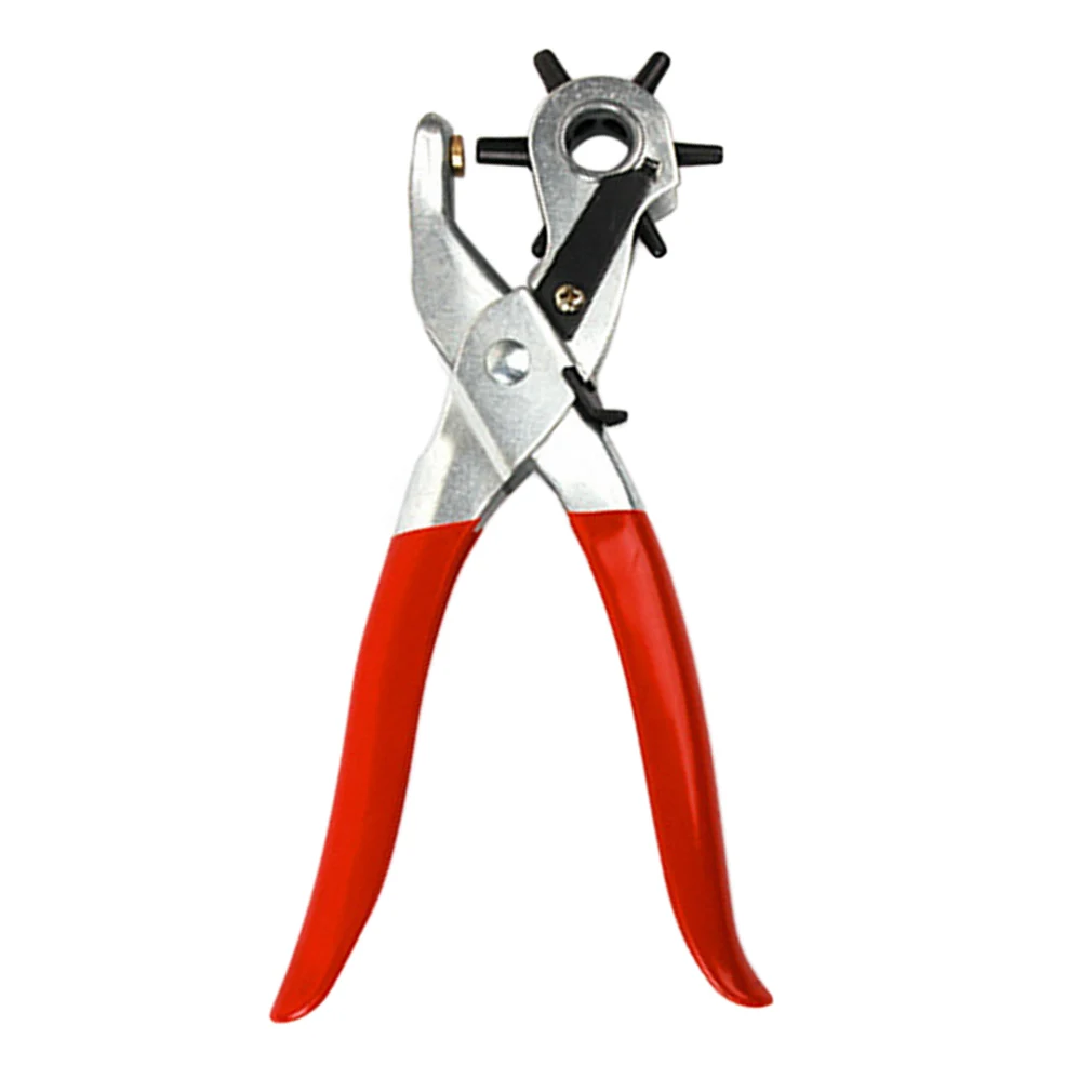 

Hot Search Multi-function Portable Professional Belt Leather Hole Puncher Silver Handle Six Sizes Hole