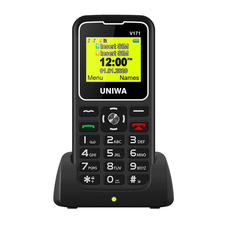 Телефон UNIWA V171 GMS для пожилых людей беспроводная связь мобильный телефон FM 1000 мАч